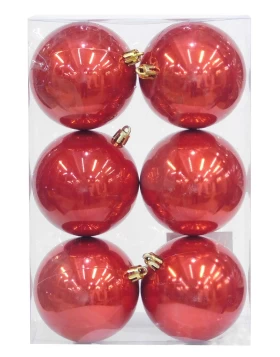 Σετ 6 τεμ. Χριστουγεννιάτικες Μπάλες Κόκκινο Περλέ 8cm 236220