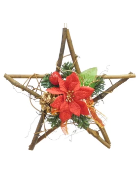 Χριστουγεννιάτικο Διακοσμητικό Ξύλινο Αστέρι Στολισμένο 30cm 236321