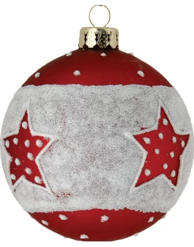 Κόκκινη - Άσπρη Γυάλινη Χριστουγεννιάτικη Μπάλα 8cm 155107a