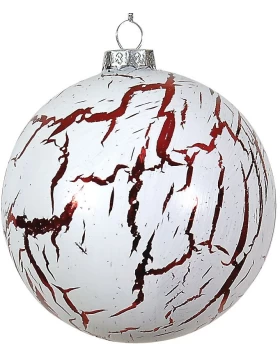 Άσπρη Γυάλινη Χριστουγεννιάτικη Μπάλα 8cm 176560