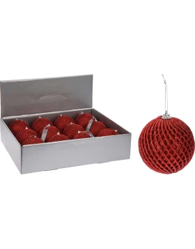 Χριστουγεννιάτικη Μπάλα Κόκκινη με Γκλίτερ 10cm 915086