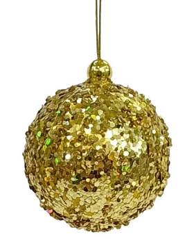 Χριστουγεννιάτικη Μπάλα Χρυσή με Γκλίτερ 7cm 237753