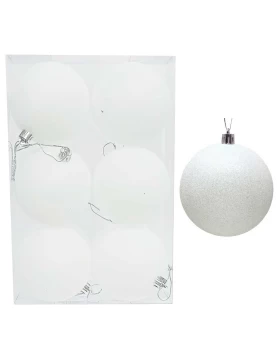 Σετ 6 τεμάχια Χριστουγεννιάτικες Μπάλες Άσπρες με Γκλίτερ 8cm 237545