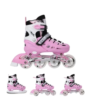 Αυξομειούμενα Πατίνια Roller NH 10905 ΣΕΤ 4 ΣΕ 1 INLINE SKATES NILS EXTREME ΡΟΖ -SMALL (31-34) - Κωδικός 16-25-029