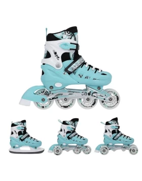 Αυξομειούμενα Πατίνια Roller NH 10905 ΣΕΤ 4 ΣΕ 1 INLINE SKATES NILS EXTREME ΓΑΛΑΖΙΟ -LARGE (39-42)