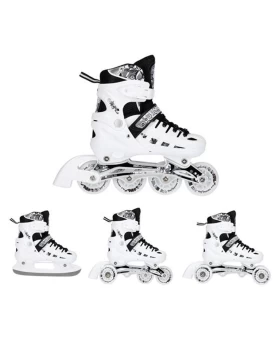 Αυξομειούμενα Roller NH10905 4 ΣΕ 1 INLINE SKATES NILS EXTREME ΑΣΠΡΟ ΜΕ LED ΤΡΟΧΟΥΣ -SMALL(31-34)