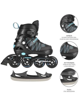 Αυξομειούμενα Roller NH11912 A 2σε1 Μαύρο/Μπλε Small(31-34) IN-LINE SKATES/HOCKEY ICE SKATES