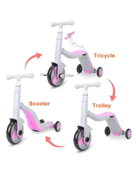 GC SCOOTER FUN HD 868 3 σε 1 Πολυμορφικό Γκρι/Ροζ