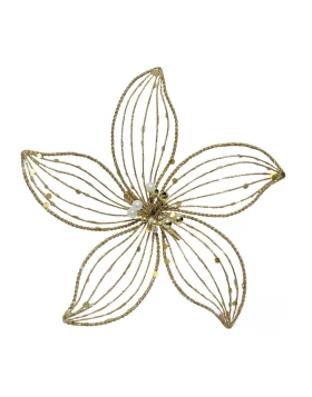 Χριστουγεννιάτικο Μεταλλικό Στολίδι Λουλούδι Χρυσό 23cm 16450