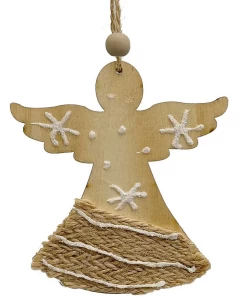 Χριστουγεννιάτικο Ξύλινο Στολίδι Αγγελάκι 9.5cm 176360