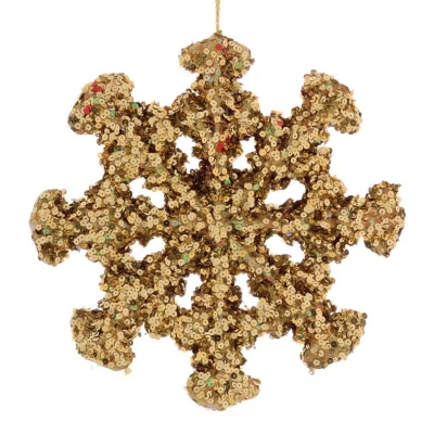 Χριστουγεννιάτικη Διακοσμητική Νιφάδα Χρυσή με Πούλιες 30cm 81017