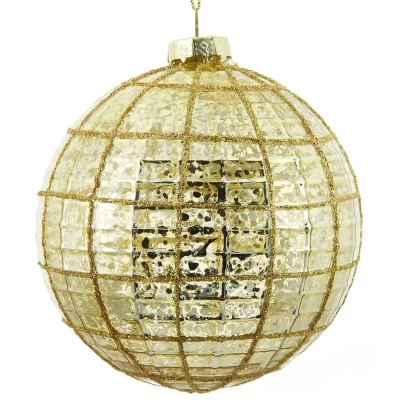 Χριστουγεννιάτικη Μπάλα Γυάλινη Χρυσή 8cm 54581b