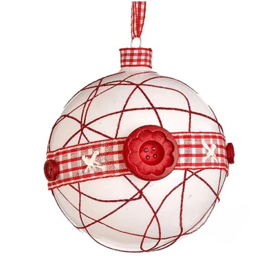 Χριστουγεννιάτικη Μπάλα Γυάλινη άσπρη κόκκινη 8cm 50363a