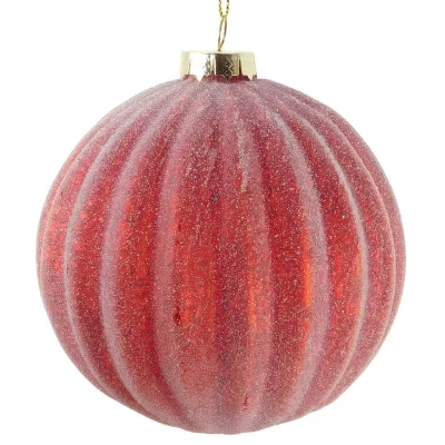 Χριστουγεννιάτικη Μπάλα Γυάλινη Κόκκινη 8cm 54577b