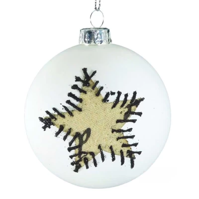 Χριστουγεννιάτικη Μπάλα Γυάλινη Άσπρη 8cm 52878c