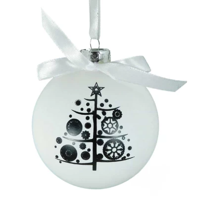 Χριστουγεννιάτικη Μπάλα Γυάλινη Άσπρη 10cm 52885a