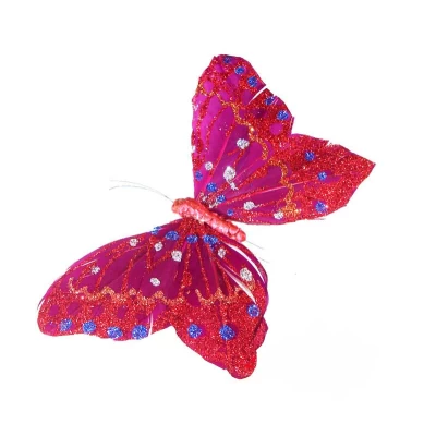 Πεταλούδα Πούπουλο με Πούλιες 16cm Purple 16189