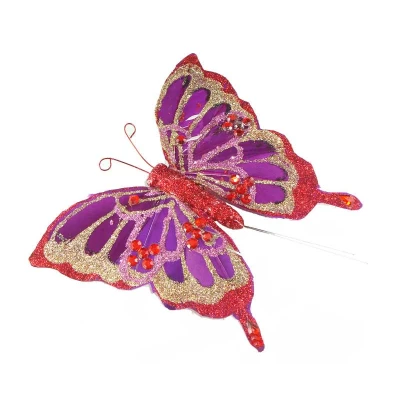 Πεταλούδα Πούπουλο με Πούλιες 13cm Purple 16283