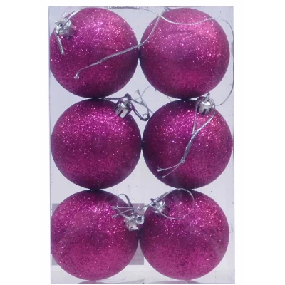 Set/6 τεμ Χριστουγεννιάτικες Μπάλες Φούξια Glitter 6cm 236016