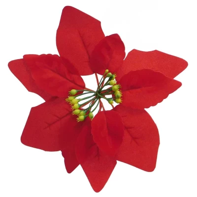 Χριστουγεννιάτικο Στολίδι Αλεξανδρινό Λουλούδι με κλίπς 22cm 4902 - 236114
