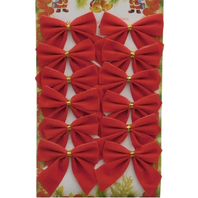 Σετ 12 τεμ. Χριστουγεννιάτικα Φιογκάκια Κόκκινα 6x h5cm 236307