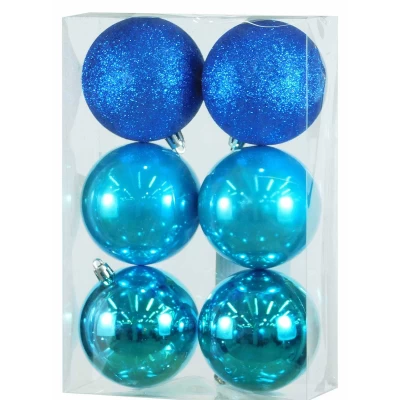 Σετ 6 τεμ. Χριστουγεννιάτικες Μπάλες Γαλάζιες σε 3 Αποχρώσεις 6cm 236332