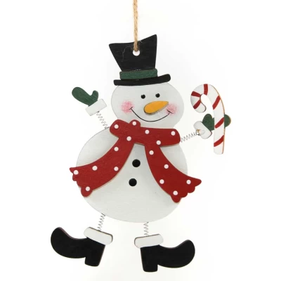 Χριστουγεννιάτικο Ξύλινο Στολίδι Χιονάνθρωπος 15cm 236494b