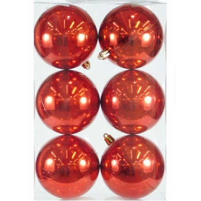 Set/6 τεμ Χριστουγεννιάτικες Μπάλες Κόκκινες 8cm 237052