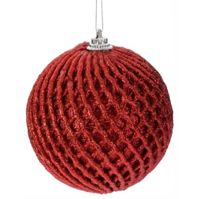 Χριστουγεννιάτικη Μπάλα Κόκκινη με Γκλίτερ 8cm 914812