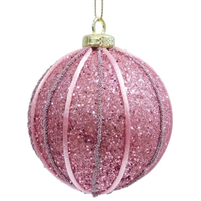 Χριστουγεννιάτικη Μπάλα Ροζ 8cm 224065