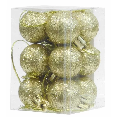 Σετ/12 τεμ. Χριστουγεννιάτικες Μπάλες Χρυσές με Glitter 2.5cm 236554