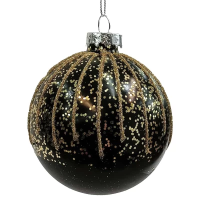 Μαύρη Γυάλινη Χριστουγεννιάτικη Μπάλα 8cm 23648