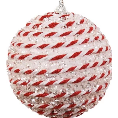 Κόκκινη Άσπρη Χριστουγεννιάτικη Μπάλα 8cm 50190195