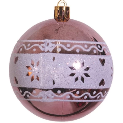 Ροζ Γυαλιστερό Χριστουγεννιάτικη Μπάλα 8cm 223956a