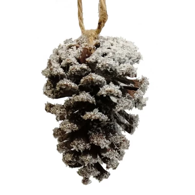 Χριστουγεννιάτικο Στολίδι Κουκουνάρι Χιονέ με Γκλίτερ 8x h10-12cm 237706
