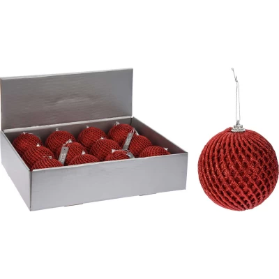 Χριστουγεννιάτικη Μπάλα Κόκκινη με Γκλίτερ 10cm 915086