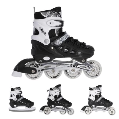 Αυξομειούμενα Πατίνια Roller NH 10905 ΣΕΤ 4 ΣΕ 1 INLINE SKATES NILS EXTREME ΜΑΥΡΟ -LARGE (39-42) - Κωδικός 16-25-025