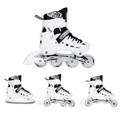 Αυξομειούμενα Roller NH10905 4 ΣΕ 1 INLINE SKATES NILS EXTREME ΑΣΠΡΟ ΜΕ LED ΤΡΟΧΟΥΣ -SMALL(31-34)