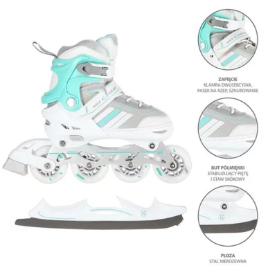 Αυξομειούμενα Roller NH18191 2 ΣΕ 1 Άσπρο/Μπλε Large(39-43) IN-LINE SKATES/HOCKEY ICE SKATES