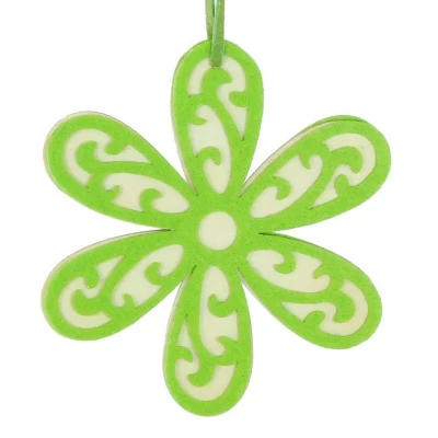 Ξύλινο Στολίδι Λουλούδι Πράσινο 8.5cm 104437b 